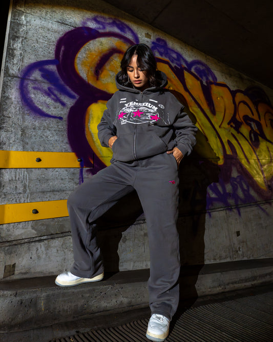 Star Zip-Up Hoodie Ash