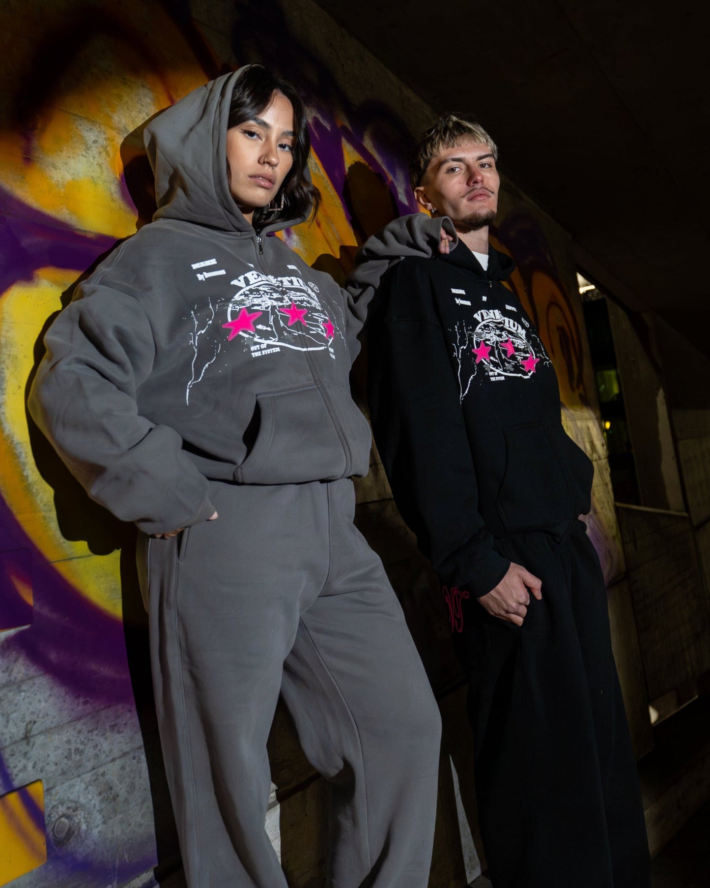 Star Zip-Up Hoodie Black