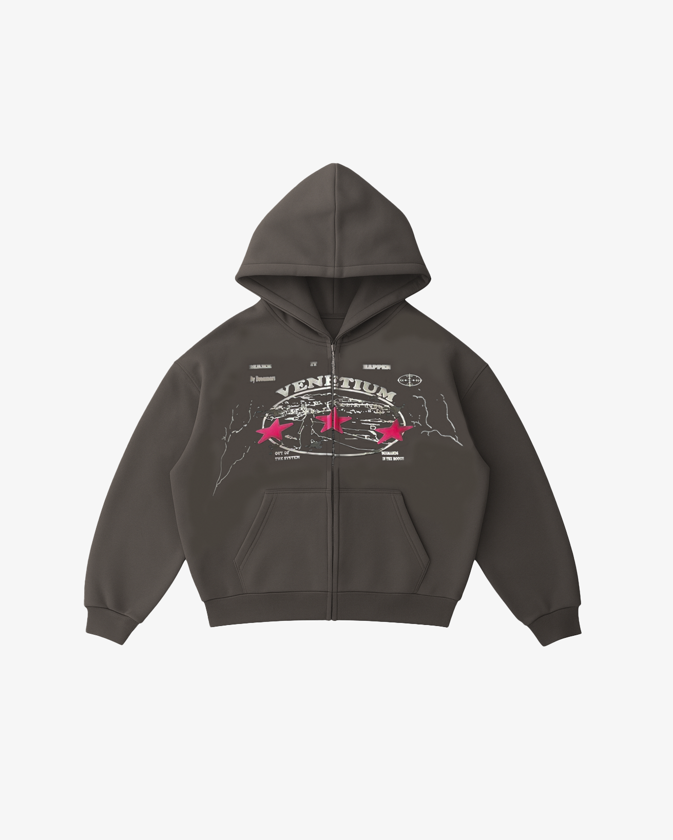 Star Zip-Up Hoodie Ash